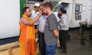 Puja ceremony for CNC machine