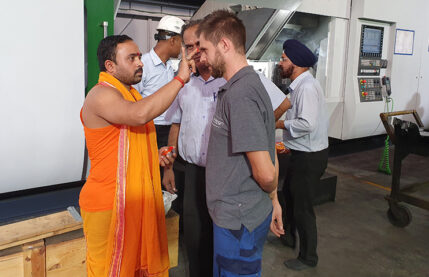 Puja ceremony for CNC machine