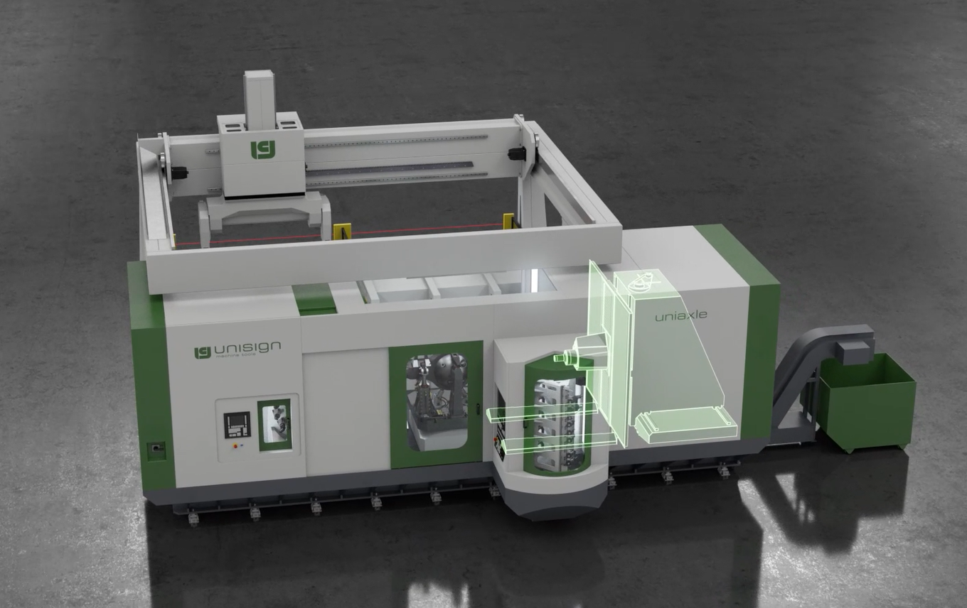 UNIAXLE CNC machine | Simultaneous milling and turning of truck rear axles | unisign.com